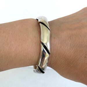 Sterling Silver 925 Heavy Chunky Oval Twisted Cuff Bracelet Sz 6.5" 33g